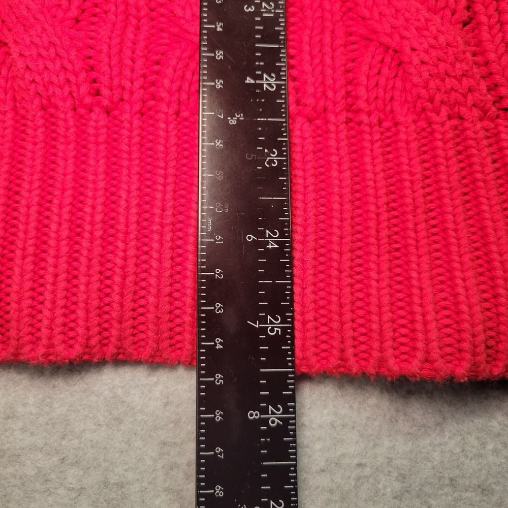 Womens Ralph Lauren Cable Knit Button Collar Sweater - Red - Picture 7 of 12